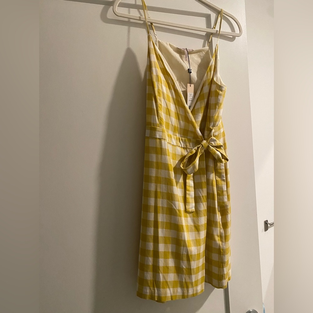 NWT BCBGeneration yellow gingham wrap dress